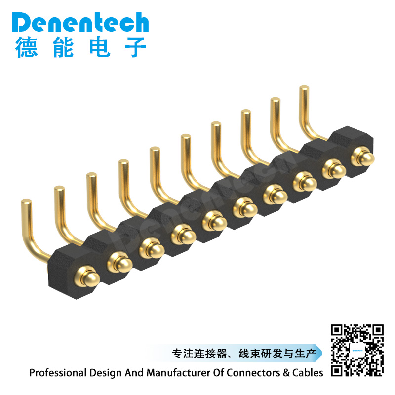 Denentech 2.0MM H1.27MM single row male right angle pogo pin connector